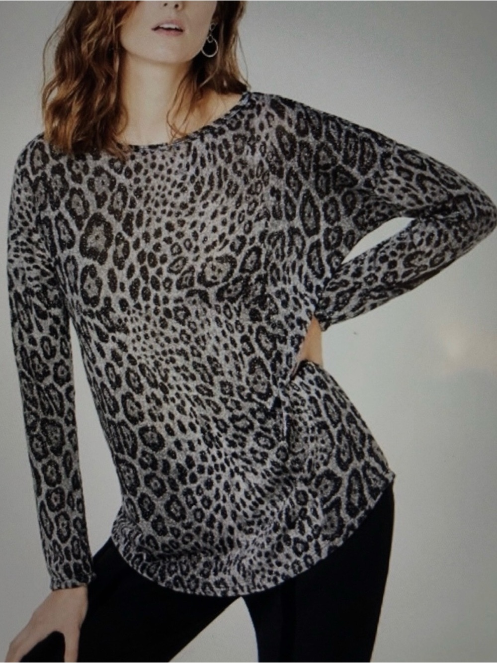 Women’s Plus Leopard Print Long Sleeve Top